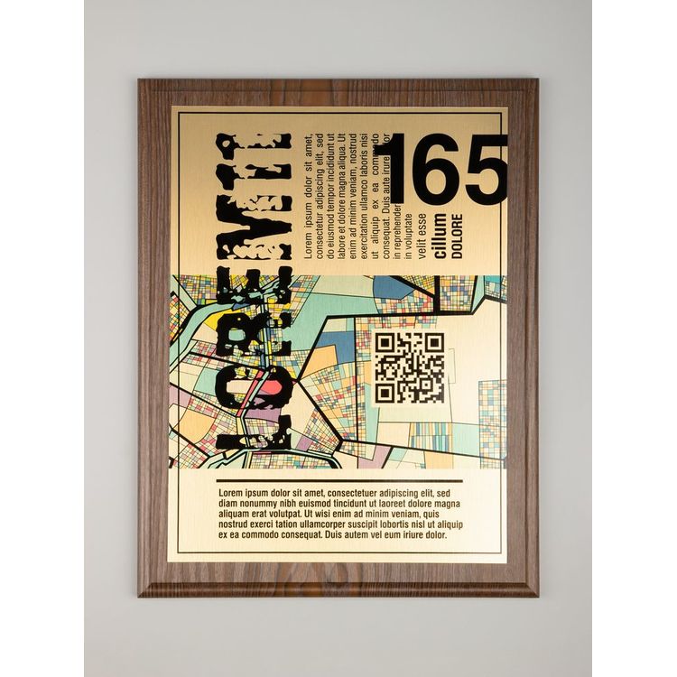 Плакетка Plaque XL, венге с золотистой пластиной