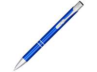Кнопочная шариковая ручка Moneta из анодированного алюминия, синие чернила, синий